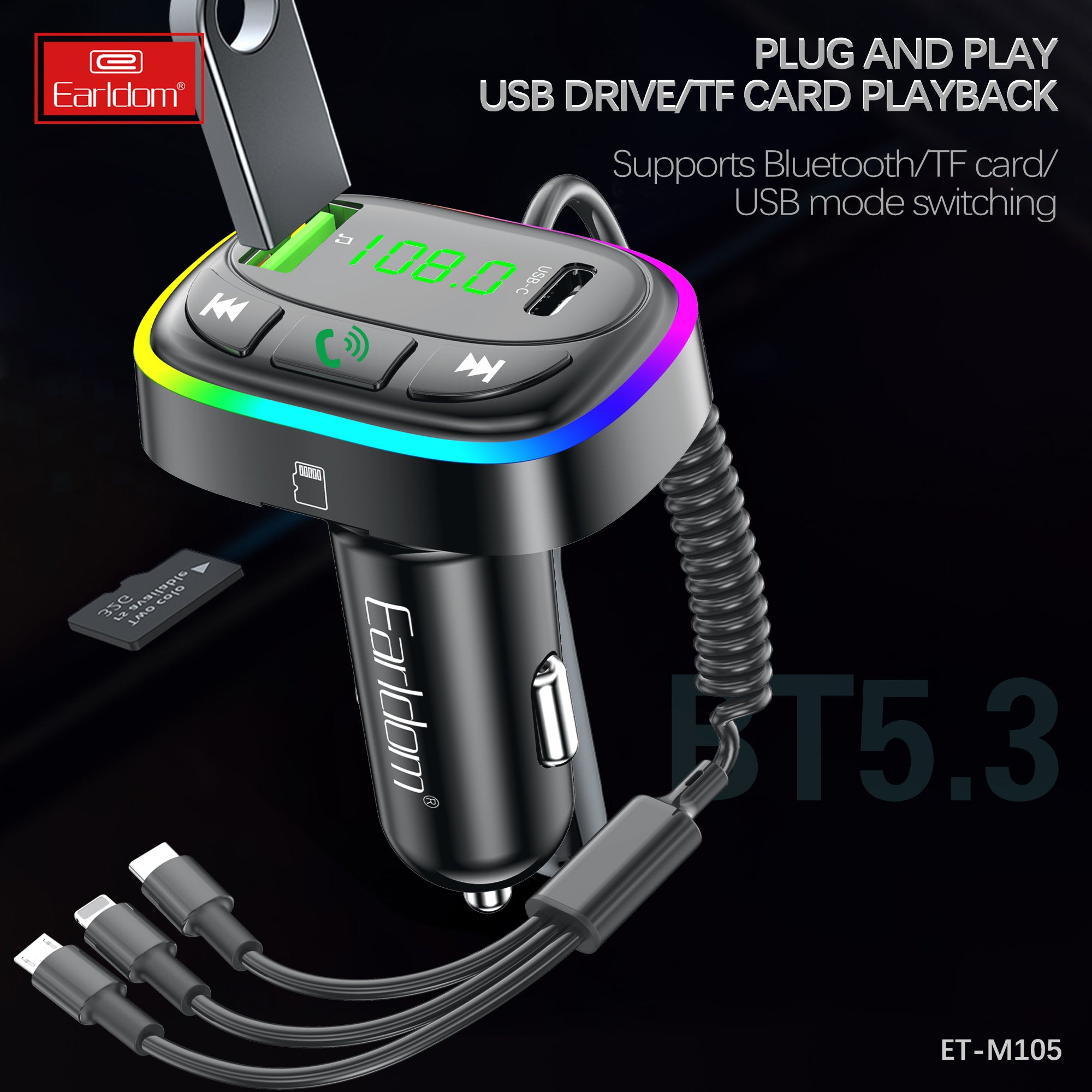 ET-M105 Fm Transmiter with charger cable ET-M105 Fm Transmiter with charger cable
